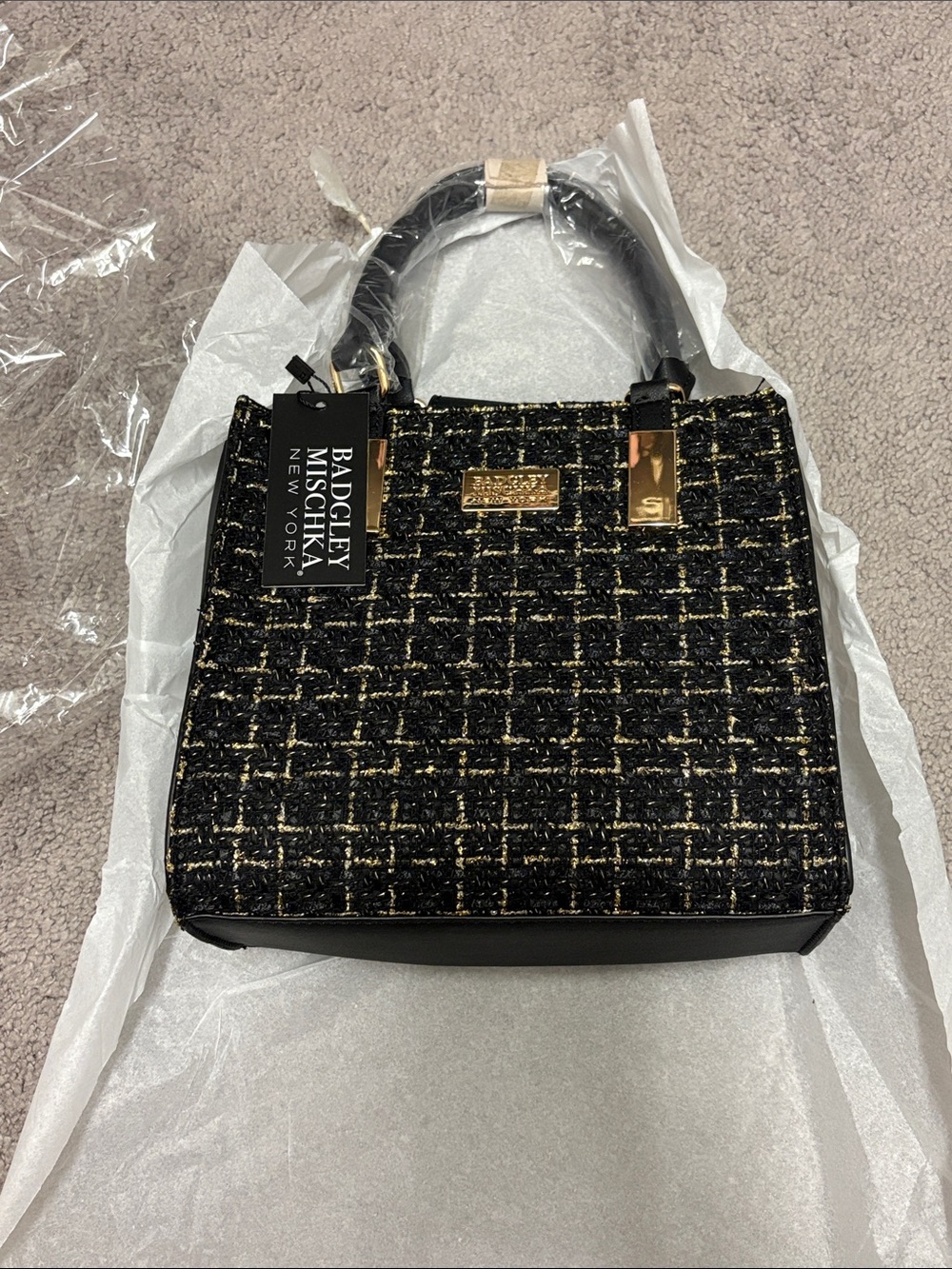 Badgley Mischka Black Top-Handle Satchel